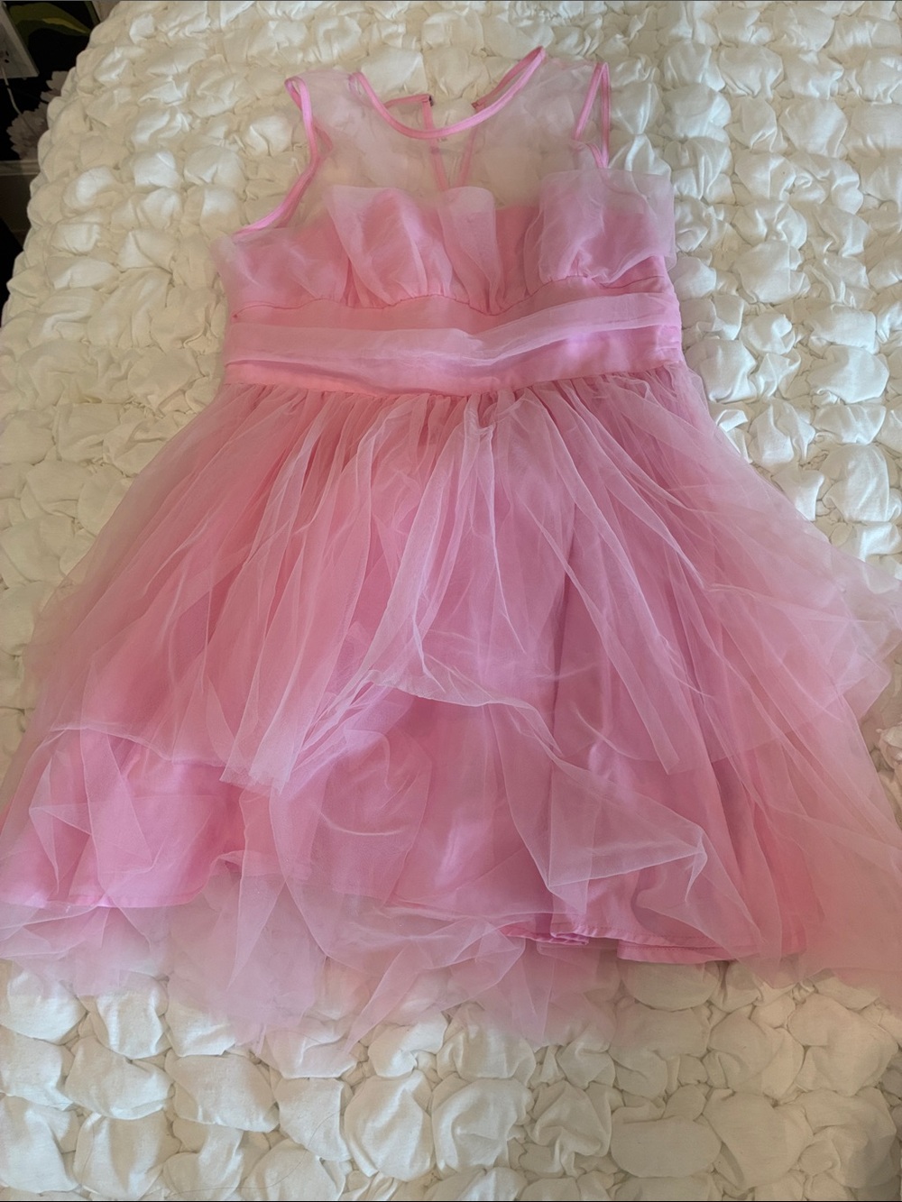 Bardot Pink Tulle Party Dress for Kids